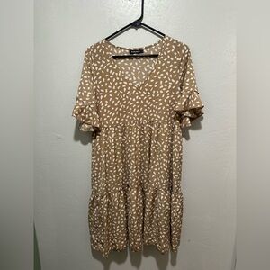 Funjuly Tan and White Patterned Top